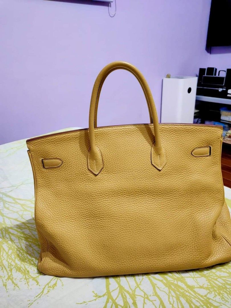 Hermes Curry Clemence Leather Gold Finish Birkin 40 Bag Hermes