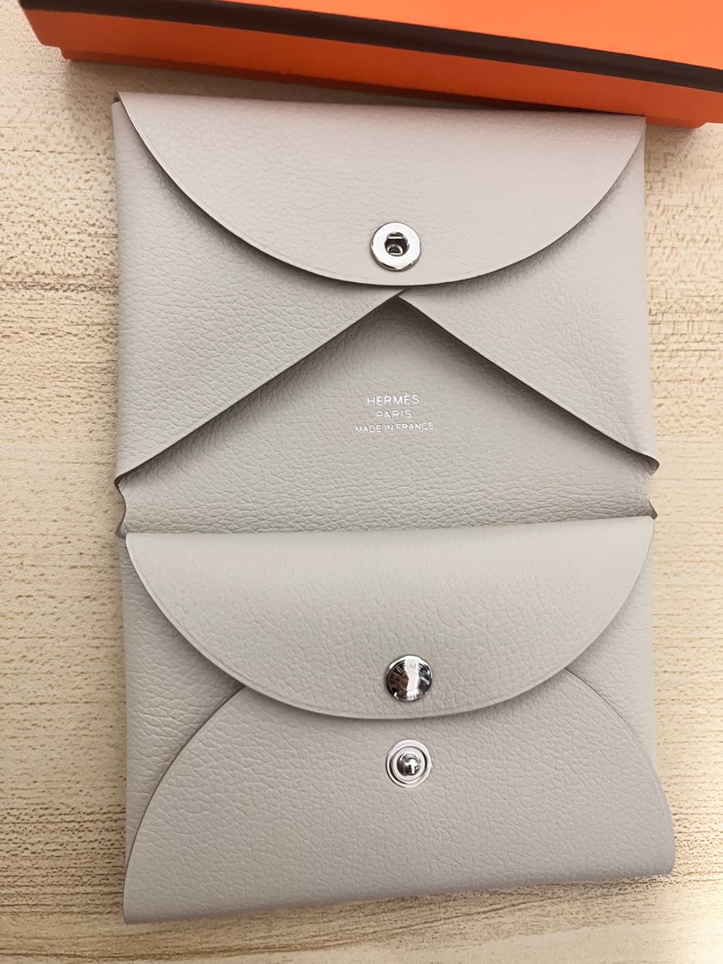Hermes, Bags, Bnib Hermes Calvi Duo Compact Card Holder Wallet Evercolor  Vert Criquet