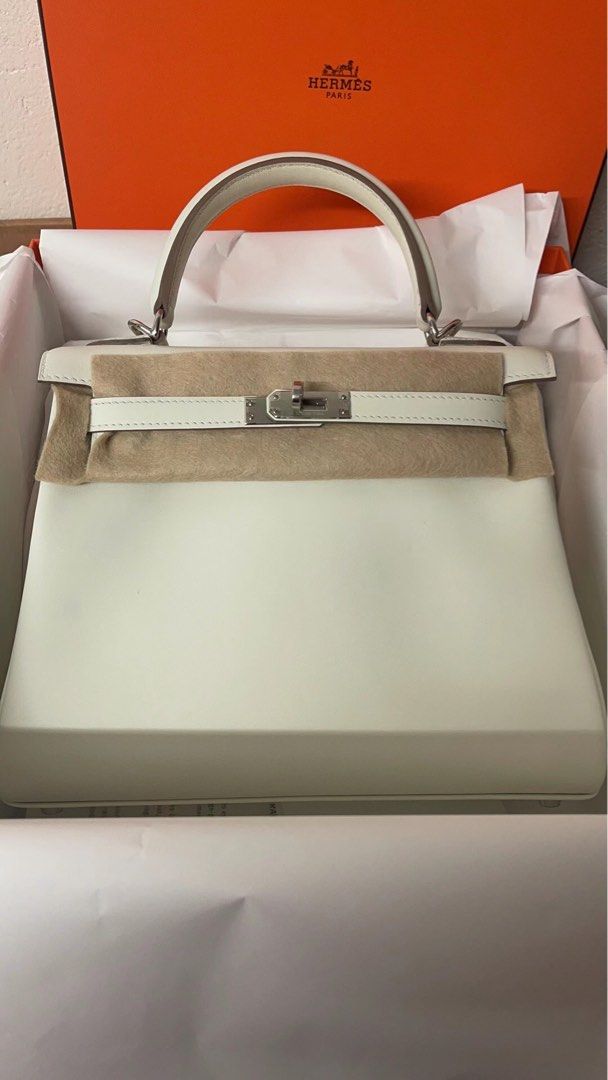 Hermes Kelly 28 Handbag 4Z Gris Mouette And M8 Gris Asphalt Epsom GHW