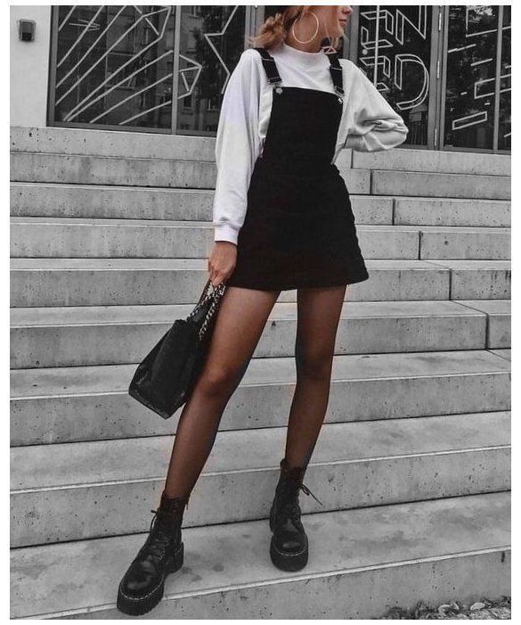 Black overall denim shop dress