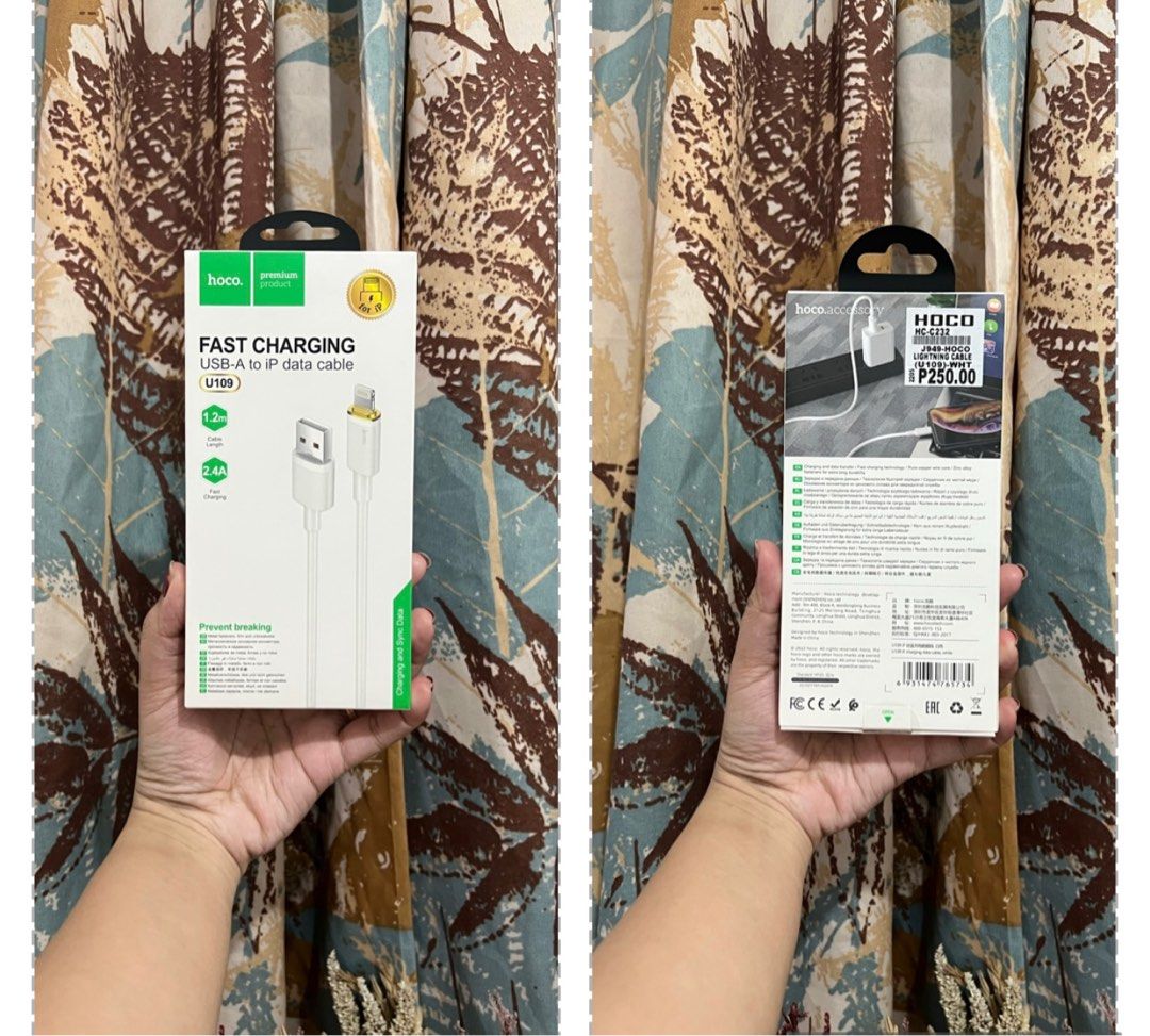 HOCO Chargers Cables Micro, IOS, Type C, TypeC to Type C (Category: Chargers) located in Cavite. Submitted by lrcshop (Listing ID 1249678246, Image 3). Description: HOCO BRAND 💯ORIGINAL * No Adapter * Available : Micro, Type- C, IOS %DISCOUNTED% P295 = 159 ONLY P250 = 129 ONLY P195 = 119 ONLY 🚚DELIVERY🚚 - Delivery Fee should be shouldered by the buyer. 👭🏻MEET UP👨🏼‍🤝‍👨🏻 - We only do meet ups depending on what item you bought or if you bu