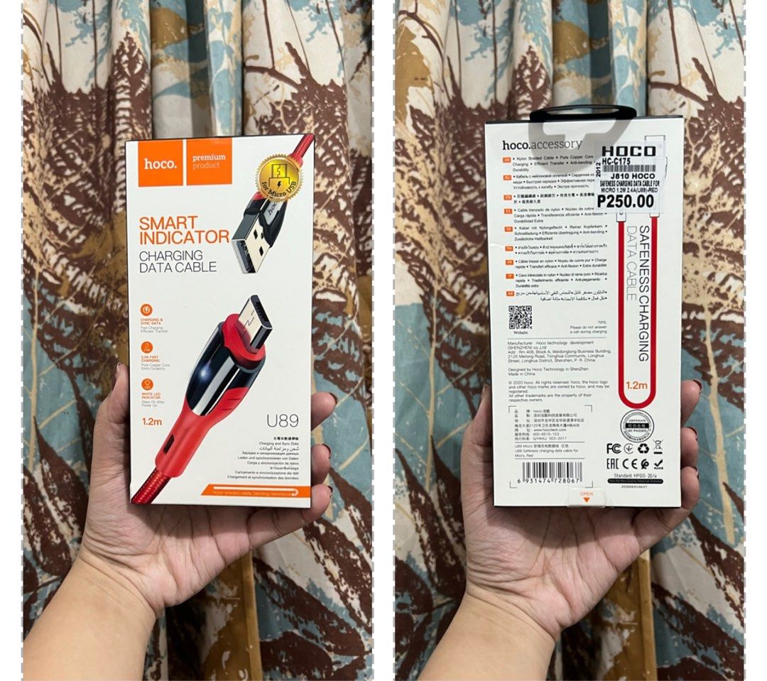 HOCO Chargers Cables Micro, IOS, Type C, TypeC to Type C (Category: Chargers) located in Cavite. Submitted by lrcshop (Listing ID 1249678246, Image 1). Description: HOCO BRAND 💯ORIGINAL * No Adapter * Available : Micro, Type- C, IOS %DISCOUNTED% P295 = 159 ONLY P250 = 129 ONLY P195 = 119 ONLY 🚚DELIVERY🚚 - Delivery Fee should be shouldered by the buyer. 👭🏻MEET UP👨🏼‍🤝‍👨🏻 - We only do meet ups depending on what item you bought or if you bu