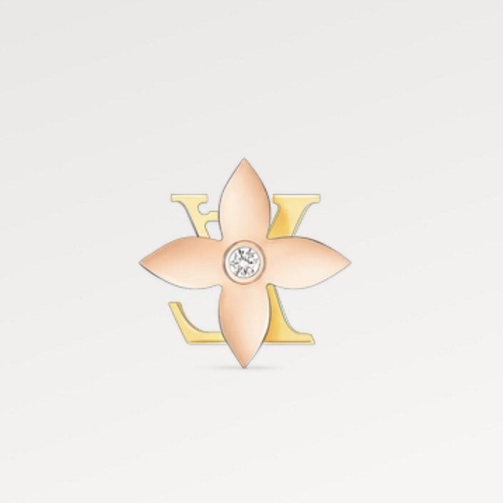 Idylle Blossom Reversible Stud, Pink And Yellow Gold And Diamond