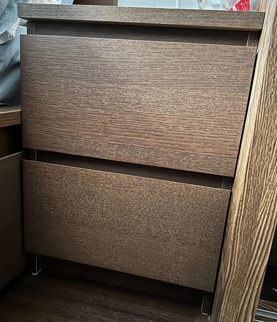 Ikea Malm Bedside Table (Brown Stained Ash Veneer), Furniture & Home