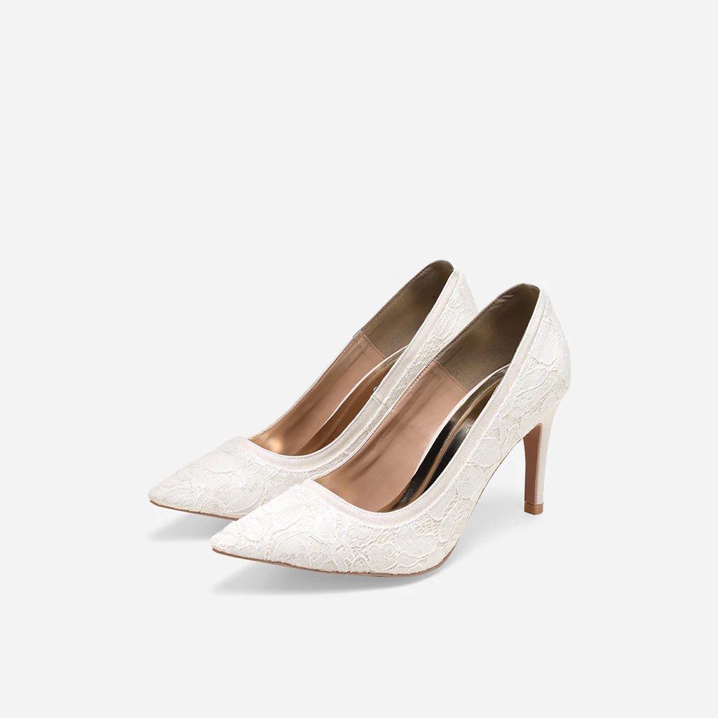 Ivory Lace Wedding Heels Women s Fashion Footwear Heels on