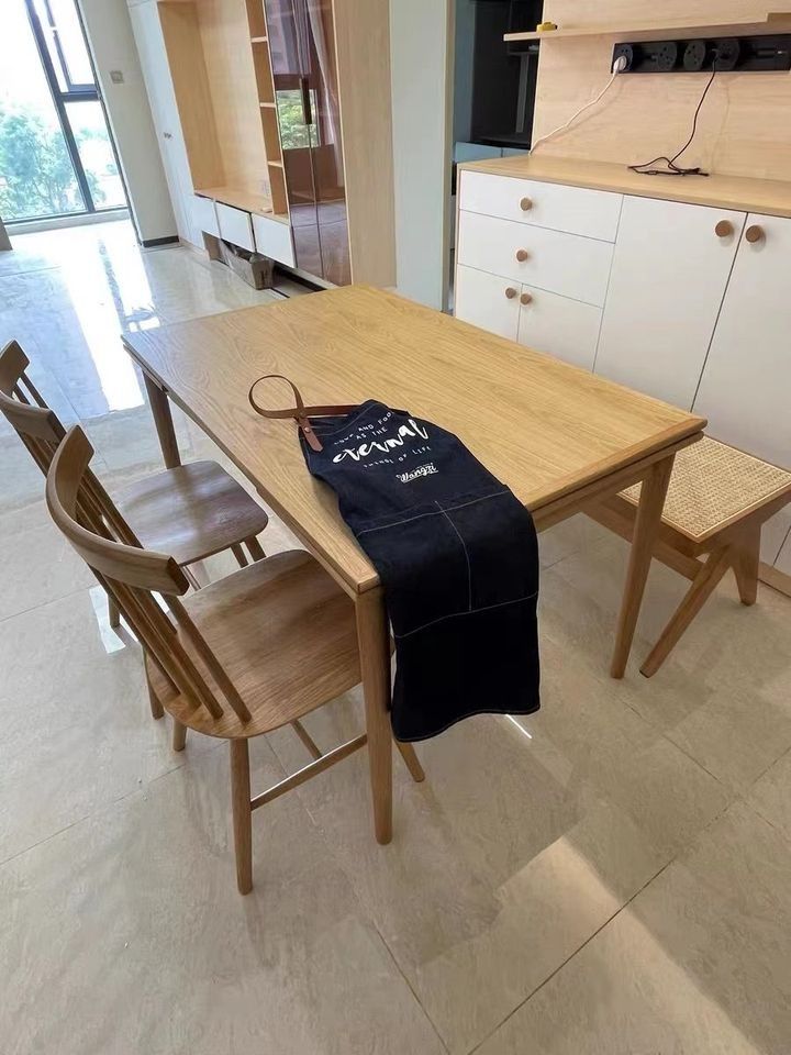 Japanese style folding dining table solid wood retractable dining table