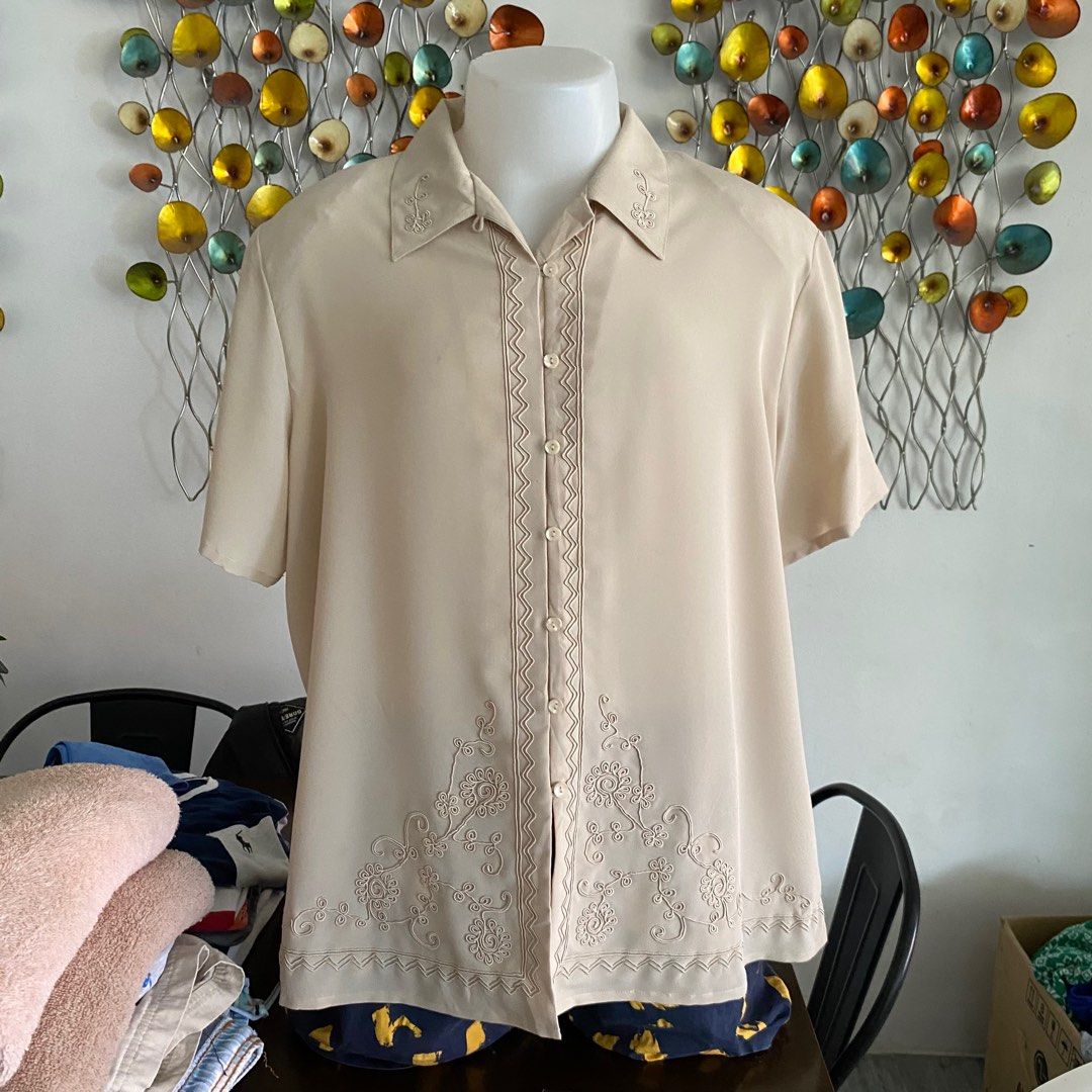Light brown / Beige Barong Polo on Carousell