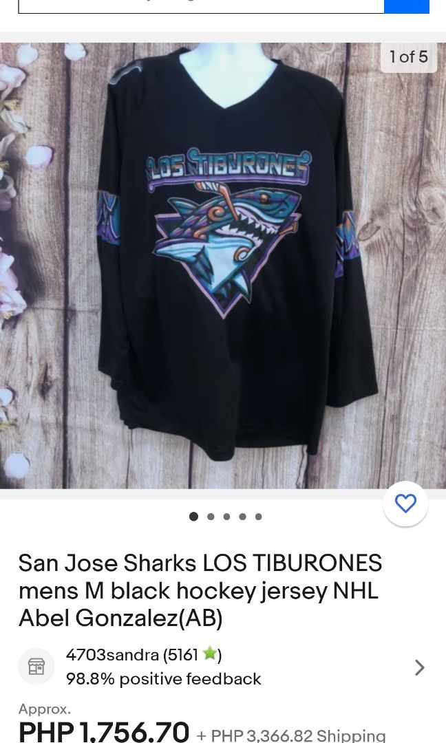 Medium Jersey San Jose Sharks Los Tiburones Black Hockey NHL Honda unisex  adult