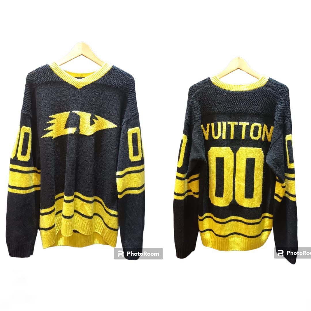 Louis Vuitton intarsia sweater, Luxury, Apparel on Carousell