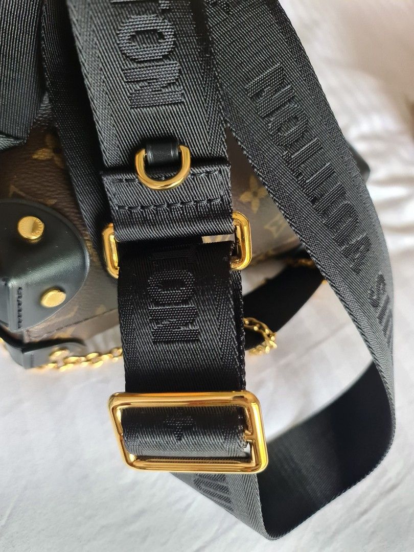 LOUIS VUITTON Nylon Petite Malle Souple Shoulder Strap Black