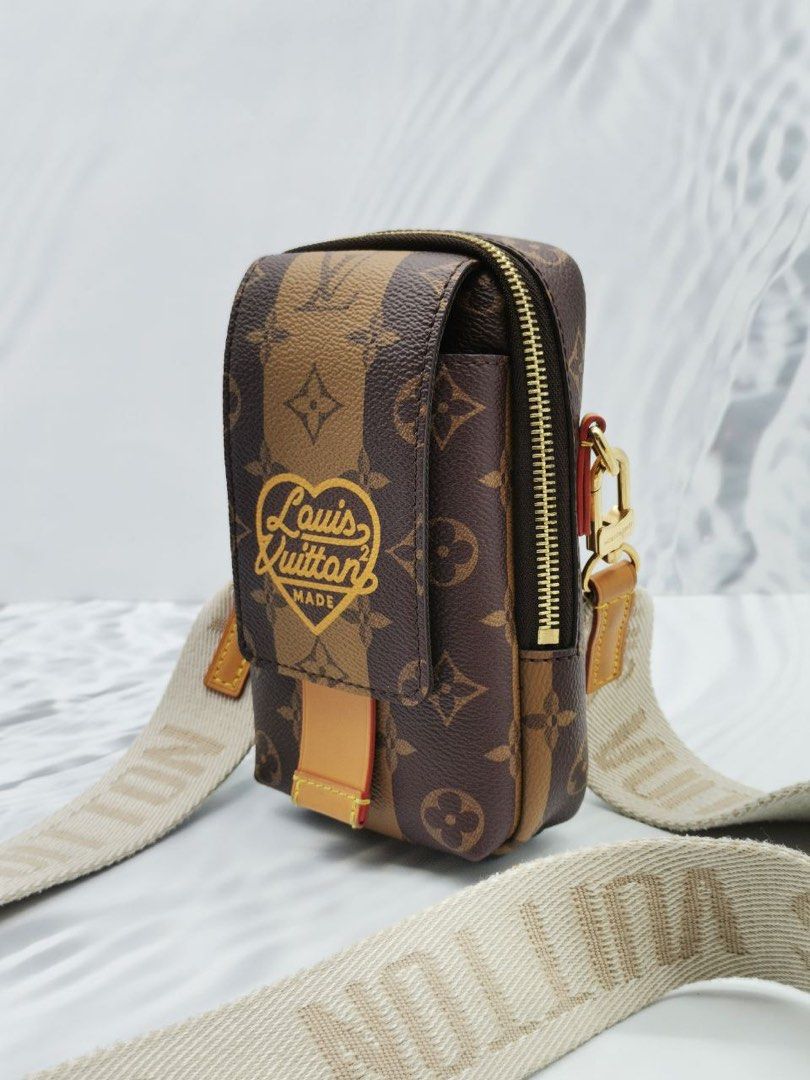 Louis Vuitton Virgil Abloh X NIGO Brown Monogram Striped Coated Canvas Flat  Double Phone Pouch Gold Hardware, 2021 Available For Immediate Sale At  Sotheby's