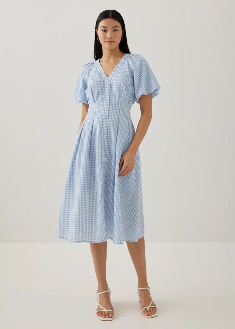Gingham button down dress sale