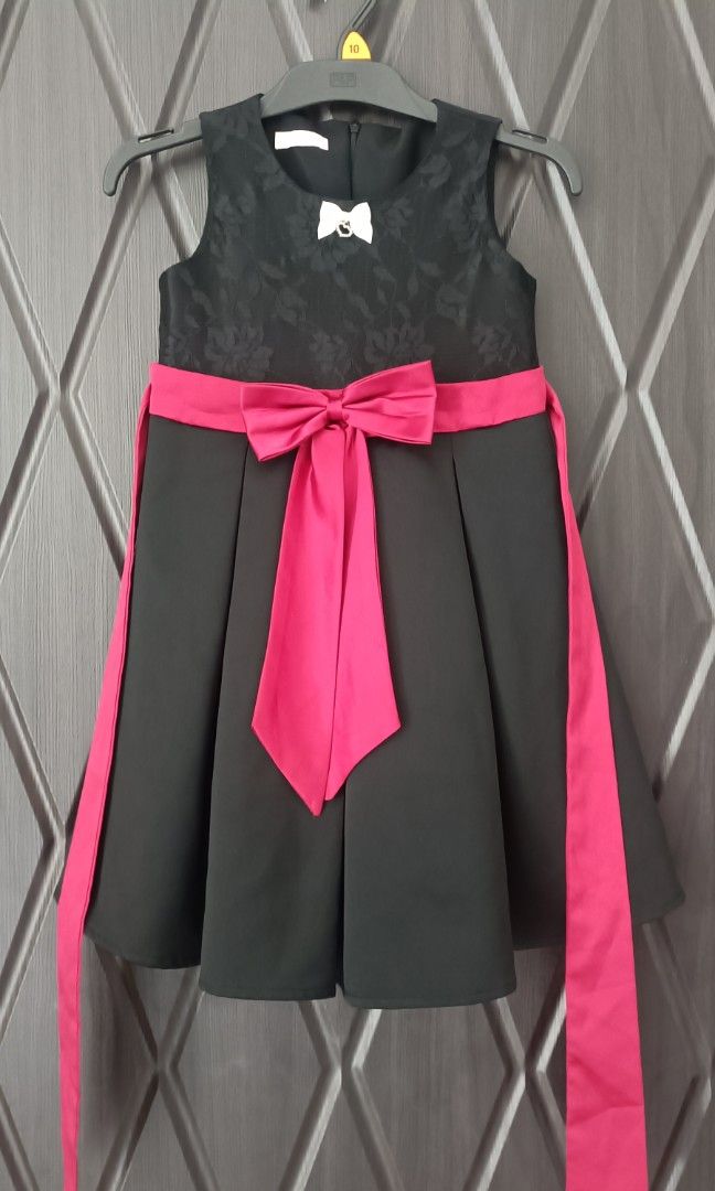 Bow-detail Lace Dress - Black - Ladies