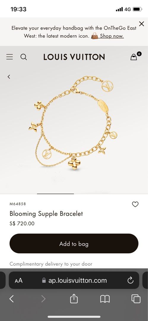 LV BLOOMING SUPPLE BRACELET, Luxury, Accessories on Carousell