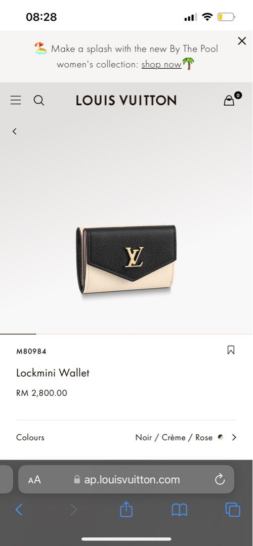 Louis Vuitton M80984 Lockmini Wallet , Black, One Size
