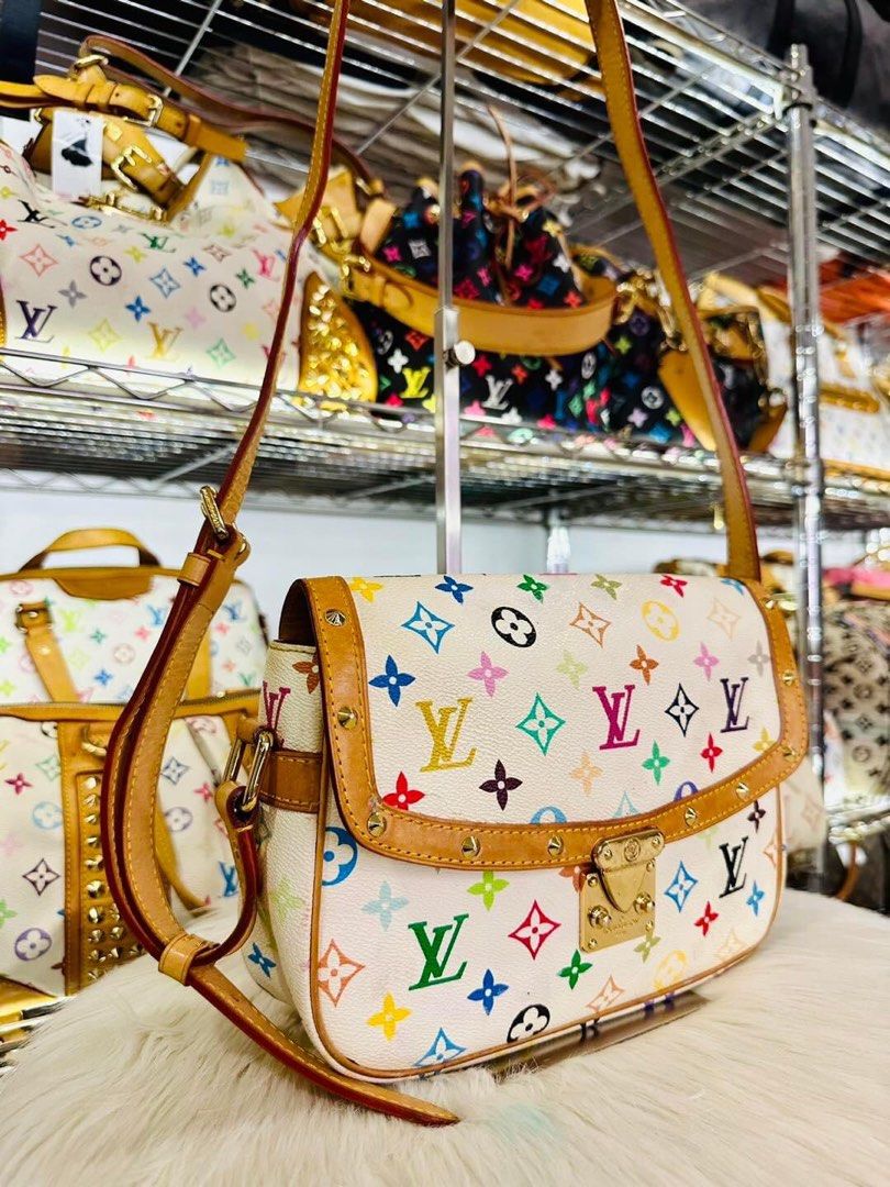 Louis Vuitton LV White Multicolor Monogram Sologne Crossbody Purse