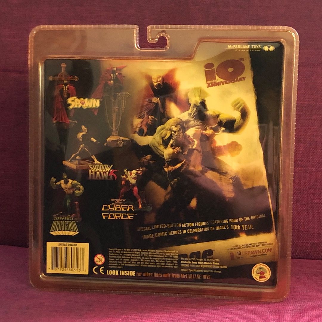 McFarlane Image 10th Anniversary - Savage Dragon (Category: Figurines & Statues) located in San Pedro. Submitted by pcps192589586 (Listing ID 1249661423, Image 3). Description: - Sealed/never used - Was put on personal display collection - Special Limited Edition Action Figures featuring four of the original Image Comic Heroes in celebration of Image's 10th Year Anniversary (Spawn, Savage Dragon, Ripclaw, Shadow Hawk) - IMAGE was founded in 1992.