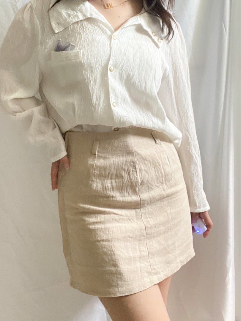 Linen online skirt korean