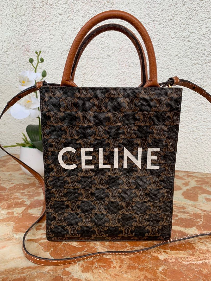 mini vertical cabas 17 black triomphe canvas tan calfskin