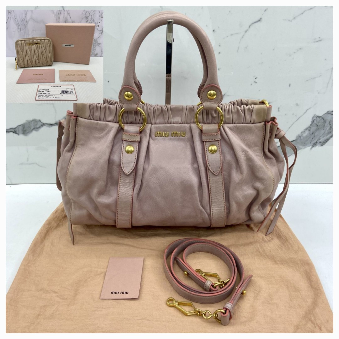 Auth MIU MIU Vitello Lux Bow Bag Cognac Colour Medium Size, Luxury, Bags &  Wallets on Carousell