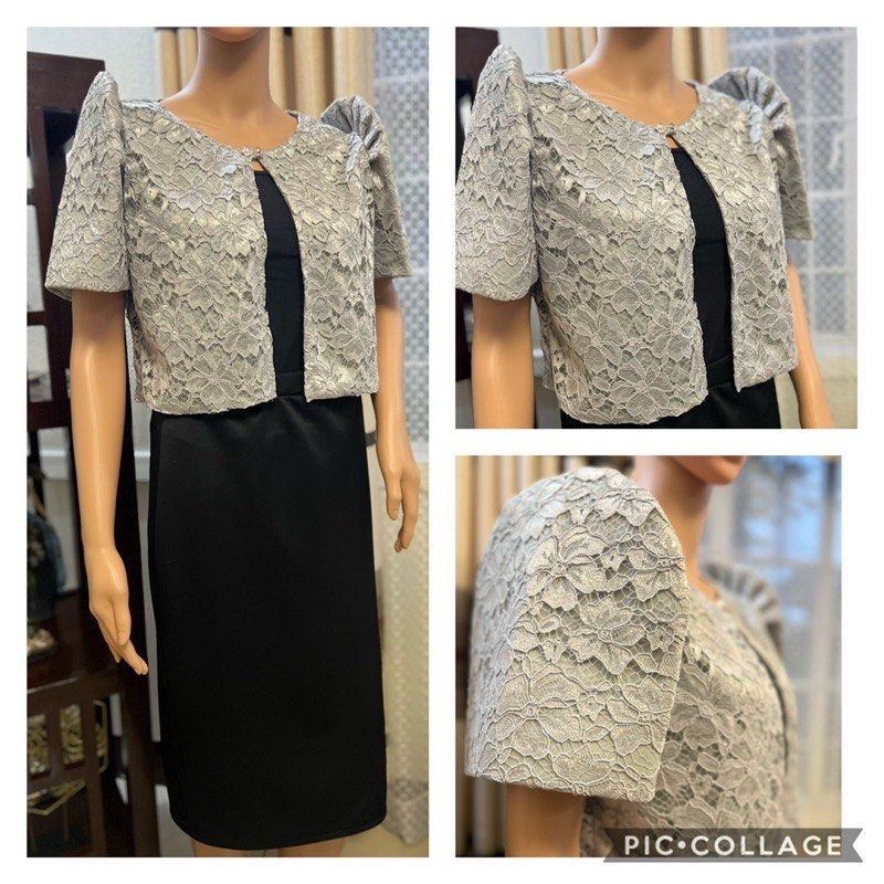 Modern Filipiniana Chaleco (Category: Coats, Jackets and Outerwear) located in Pasig City. Submitted by stuffrightnow (Listing ID 1249789192, Image 2). Description: Modern Filipiniana Chaleco Lace Color: Gray 3XL Never worn RFS: Too big for me; Bought another Filipiniana outfit Location: Cainta.