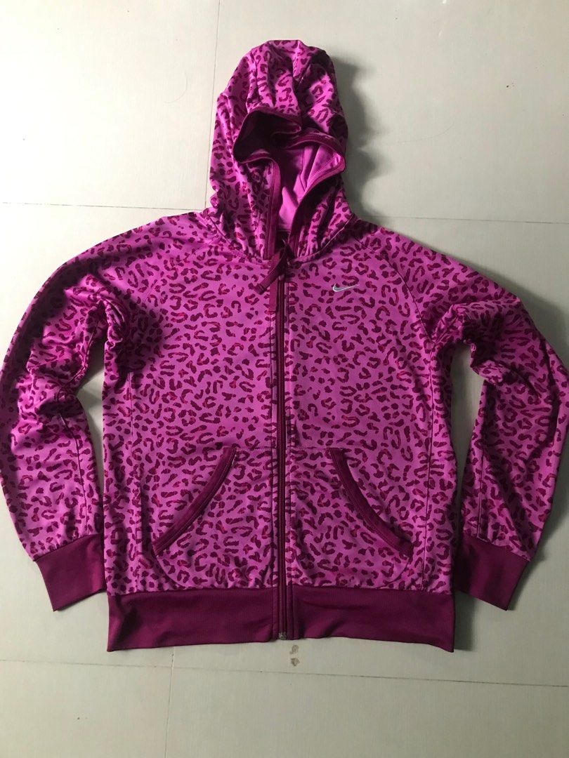 Nike zip through fleece in pink animal discount print