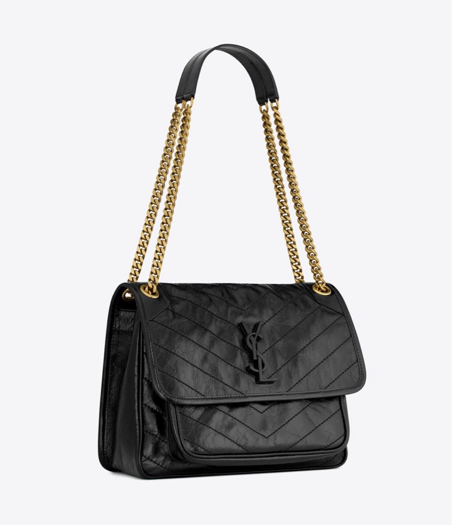NIKI Black Lambskin Gold chain medium , Luxury, Bags & Wallets on Carousell