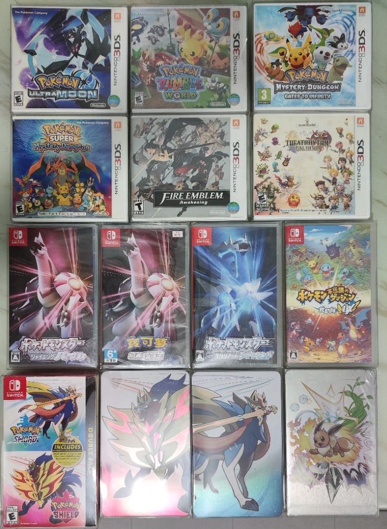 Nintendo Switch 3DS Games Steelbooks (Category: Nintendo) located in Manila. Submitted by xtgames (Listing ID 1249717060, Image 1). Description: Nintendo Switch Games Note: Japanese and Chinese Pokemon games have multi-language option available. Full Pics: https://imgur.com/a/CTr47bz JP Pokémon Brilliant Diamond SOLD JP Pokémon Shining Pearl SOLD TW Pokémon Shining Pearl brand new sealed SOLD JP Pokémon Mystery Dungeon Rescue Team DX 1199 Pokémon