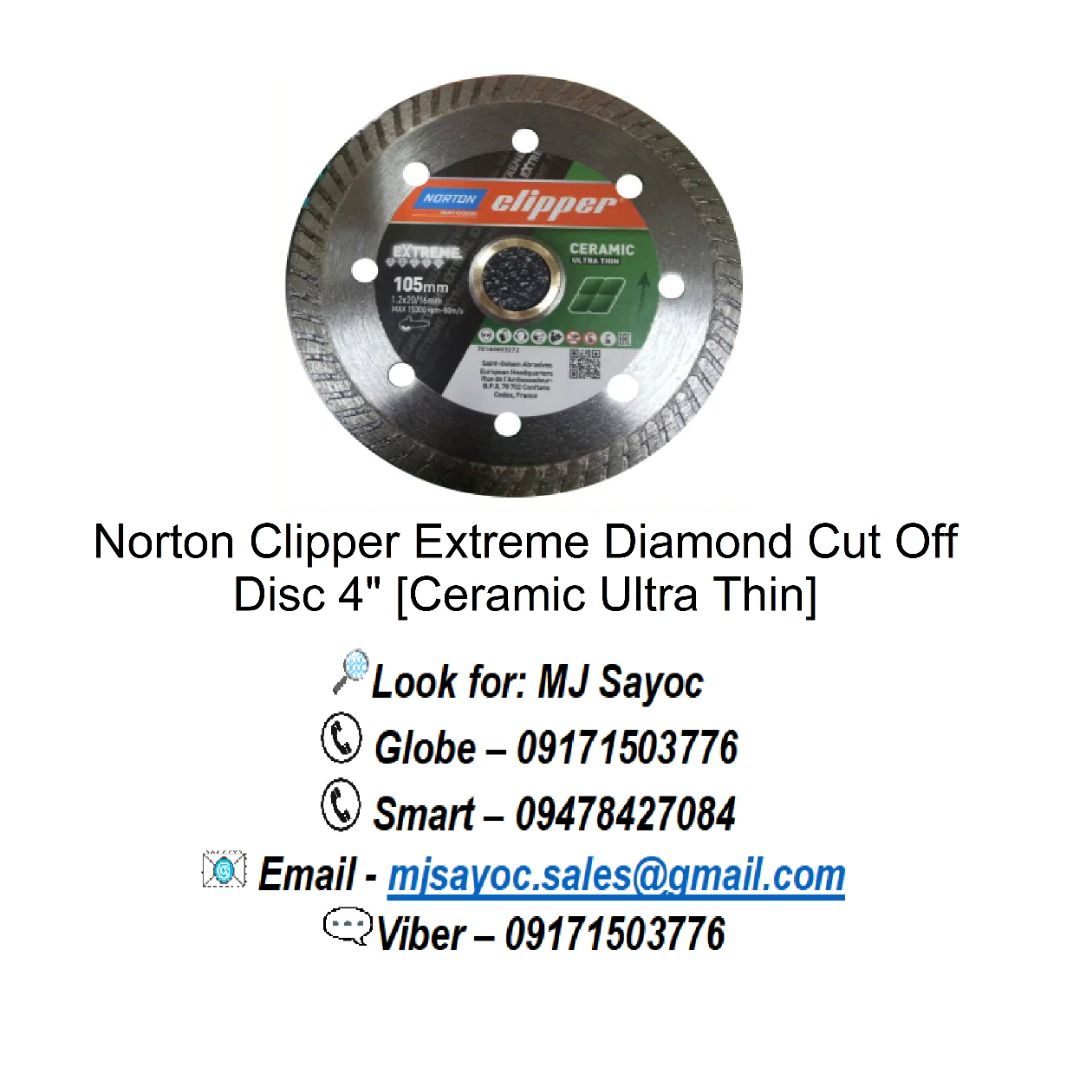 Norton Clipper Extreme Diamond Cut Off Disc 4 [Ceramic Ultra Thin],  Commercial & Industrial, Construction Tools & Equipment on Carousell