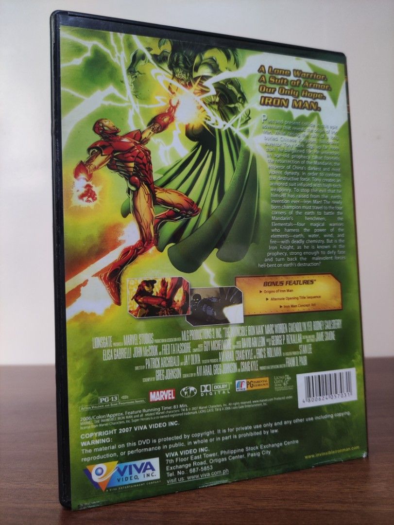 Original Copy DVD The Invincible IRONMAN (Category: CDs & DVDs) located in San Mateo. Submitted by jjdtoyz (Listing ID 1249692987, Image 2). Description: * Original Copy / Authentic * Collectors Item * Tested And Working * What you see is what you get. Please Manage your Expectations upon receiving the item. Please Refer to the actual photos posted Gcash/BDO Lalamove/JRS.