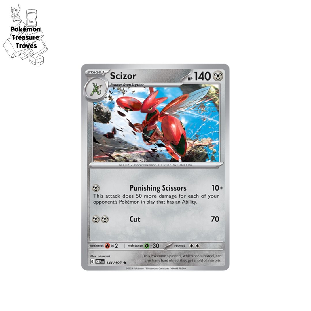 Pokemon Obsidian Flames Scizor Holo Card $0.70, Hobbies & Toys, Toys &  Games on Carousell