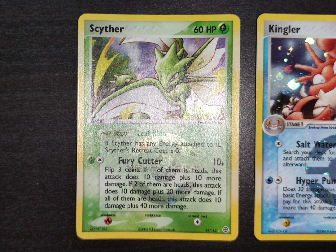 Pokemon Scyther 29/112 | Kingler 26/112 Fire Red Reverse Holo, Hobbies &  Toys, Toys & Games on Carousell