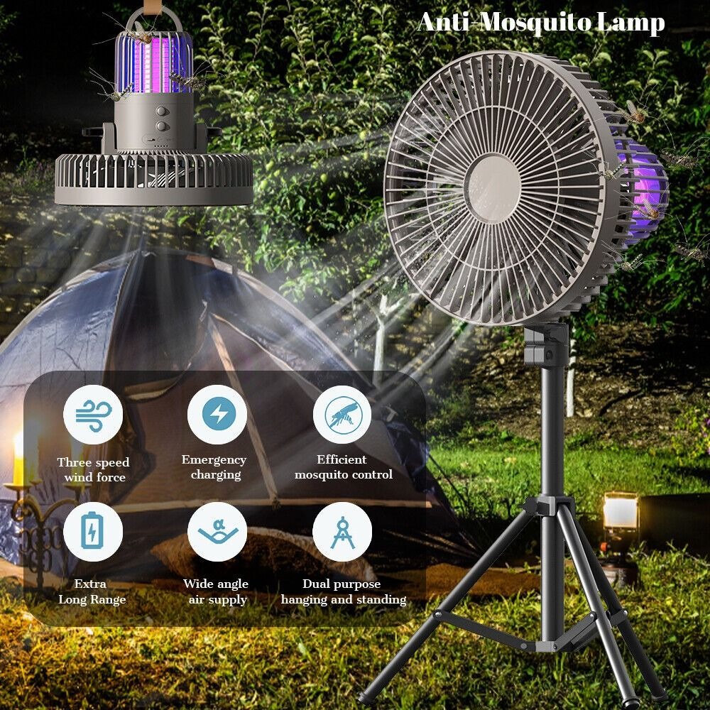 Tripod Fan Portable Camping Tent Small Ceiling Fan Multifunctional Power Bank Small Night Lamp