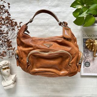 Prada Brown Leather Hobo Bag (Medium)