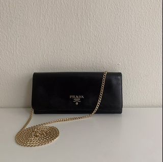 SOLD* Prada Portafoglio Tracolla Clutch/Wallet  Prada clutch, Wallet on a  chain, Prada wallet