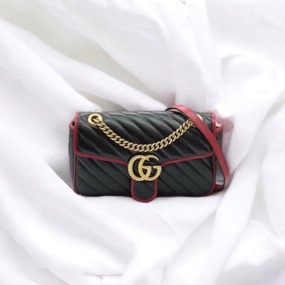 Pre order GUCCI GG Mormont Flap Bag Black Gold Luxury Bags