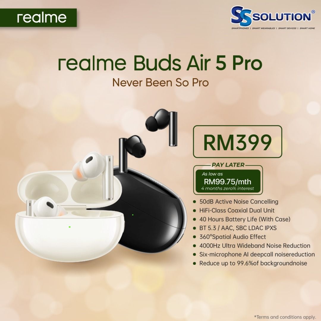 realme Buds Air 5 Pro True Wireless Earphone 50dB Active Noise Cancelling  LDAC Bluetooth 5.3 Wireless Headphone - (White) 