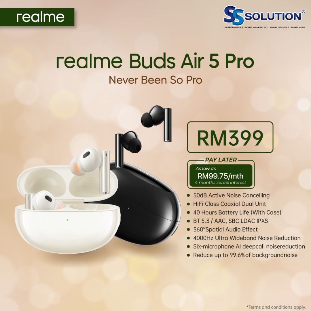 realme Buds Air 5 Pro Wireless Headphones, realBoost Dual Drivers, Up to 40  Hours of Playback, 50dB Active Noise Cancellation, 360° Spatial Audio