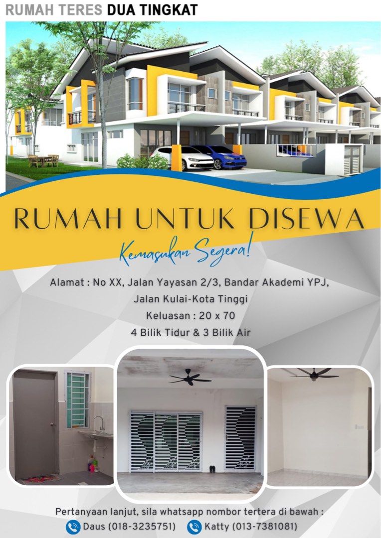 Rumah Teres 2 Tingkat (Taman YPJ), Property, Rentals on Carousell