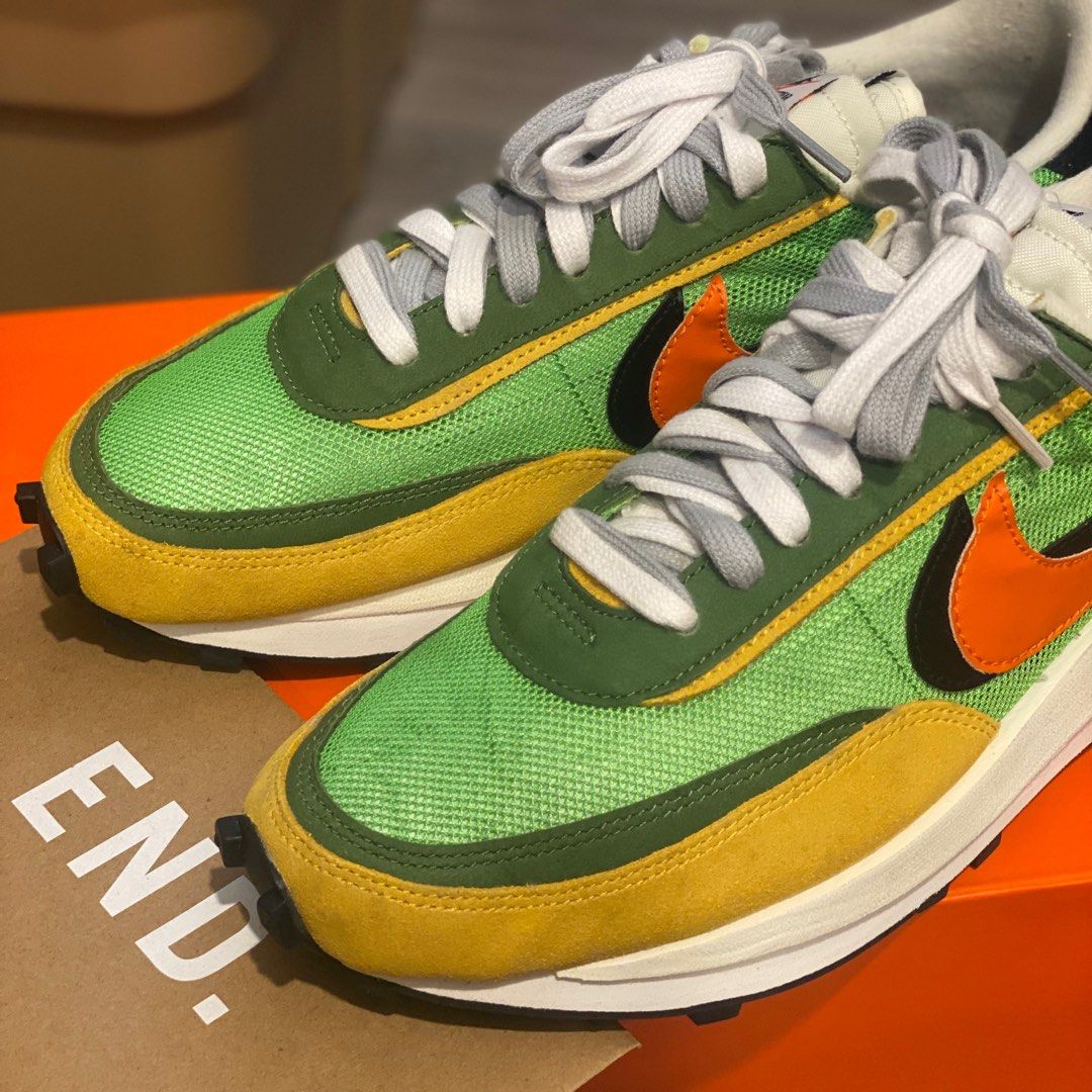 二手美品]Sacai x Nike LDWaffle 黃綠Size: US10.5, 他的時尚, 鞋