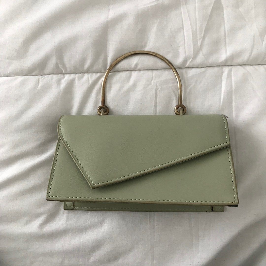 sage green clutch sling bag