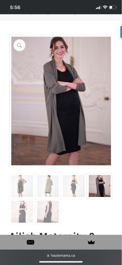 Grey Cotton & Cashmere Waterfall Maternity Cardigan