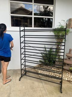 Shoe Rack Black Open 50 pairs wheels