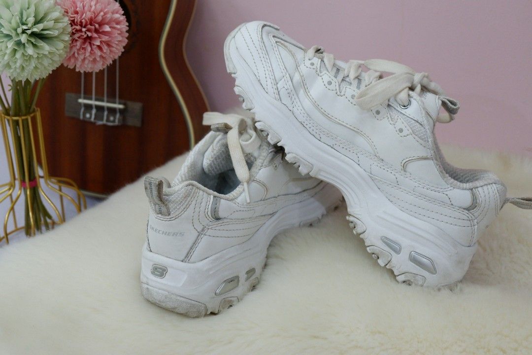 SKECHERS Women s D Lites Fresh Start 11931White Casual Shoes