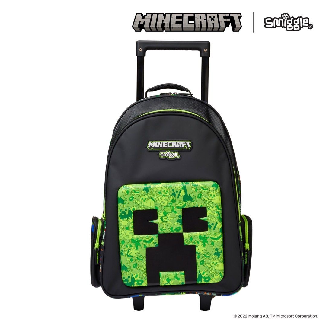 Smiggle Minecraft trolley backpack with wheels Carousell