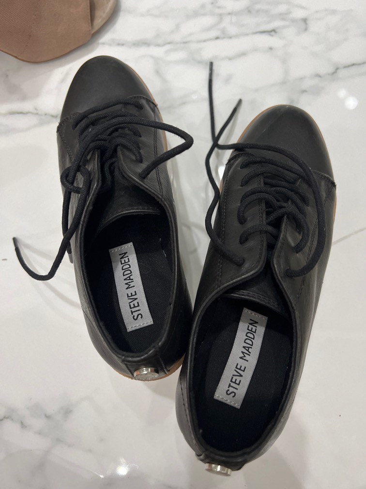 steve madden kimber black leat insole 22 KOMPLIT Fesyen Wanita Sepatu di Carousell