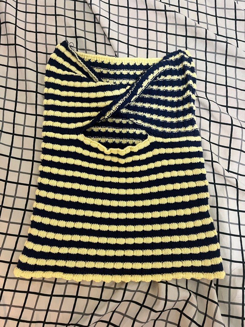 Black and yellow sales striped tube top