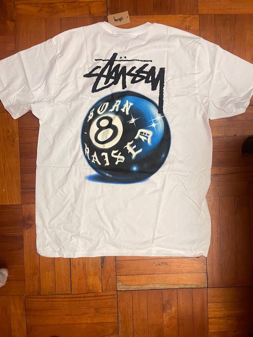 STÜSSY & BORN X RAISED 8 BALL TEE size L, 男裝, 上身及套裝, T