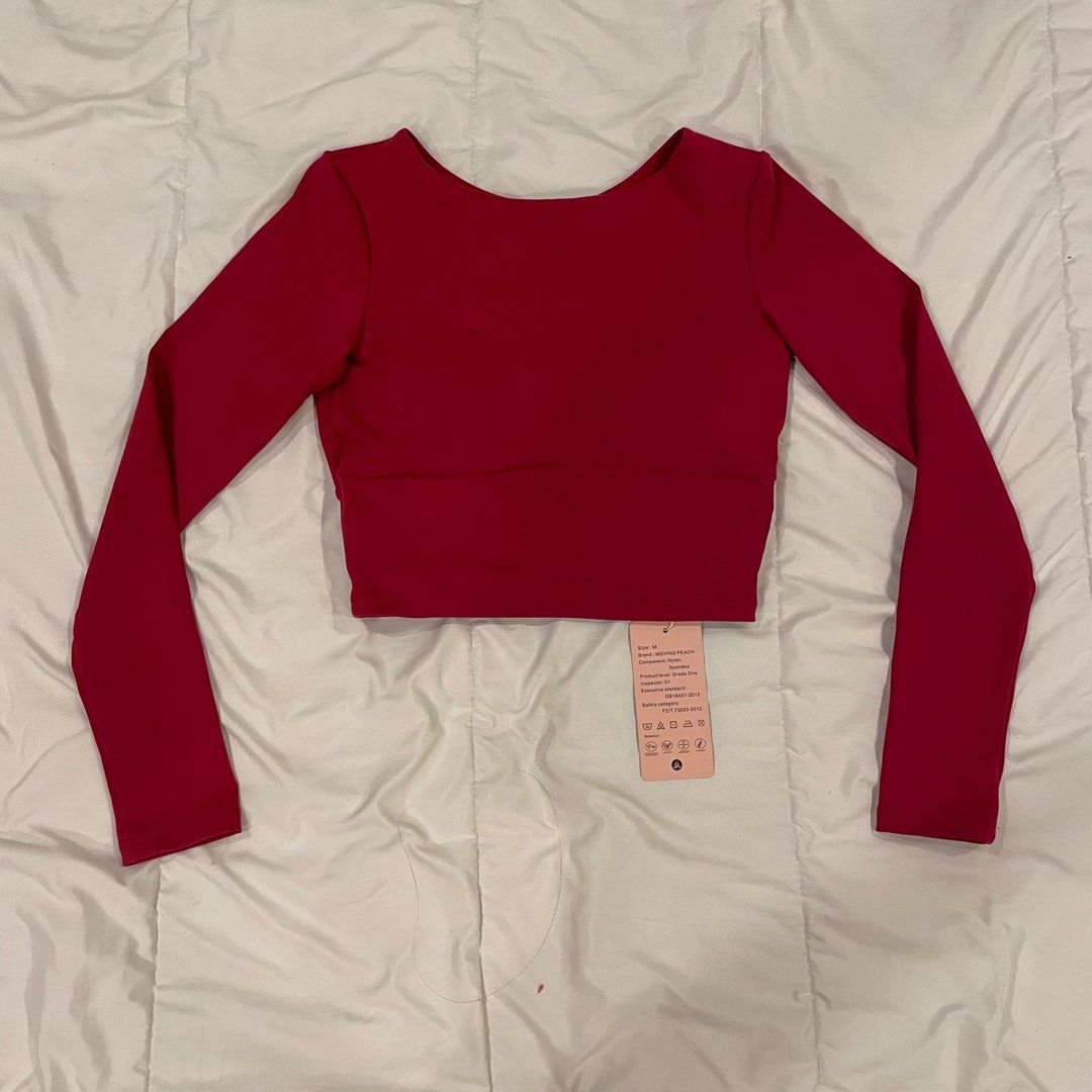Red long on sale sleeve sports top
