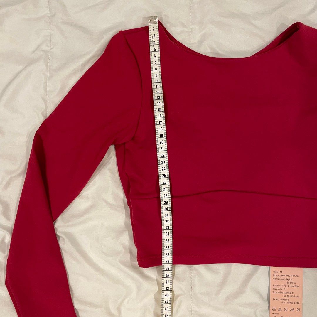 Red long clearance sleeve sports top